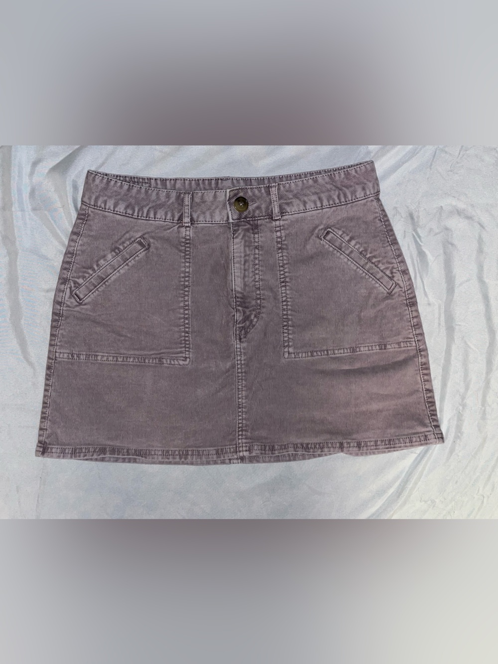 Bohemian Washed Mauve Corduroy Mini Skirt